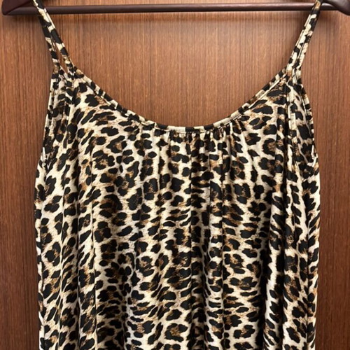 Maxi dress leopard pattern new, satin fabric, beige and brown