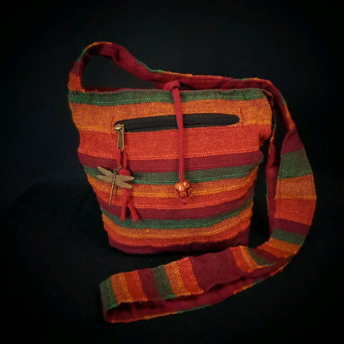Cotton sling bag orange new, handmade, eco-friendly