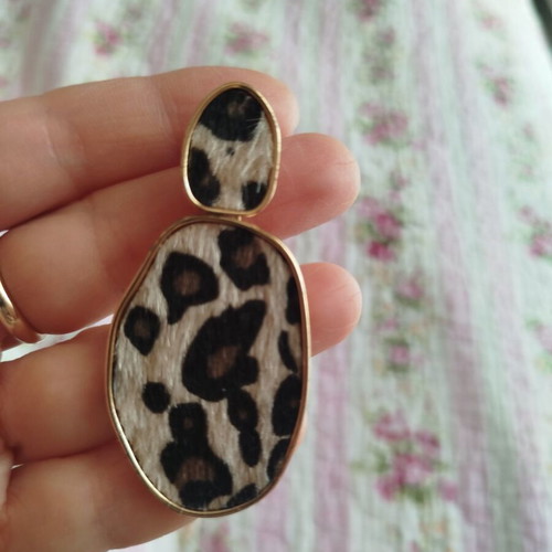 Leopard earrings H&M like new, black and beige