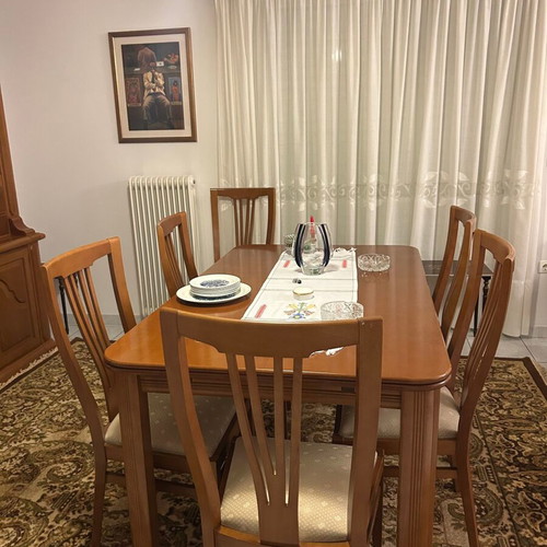 Wooden dining set for 6 people
