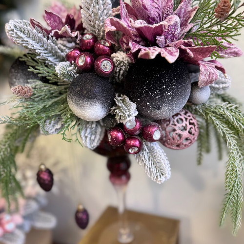 Christmas decoration in glass candlestick
