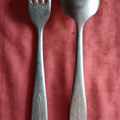 Collectible spoon and fork set 777 used, Greek made
