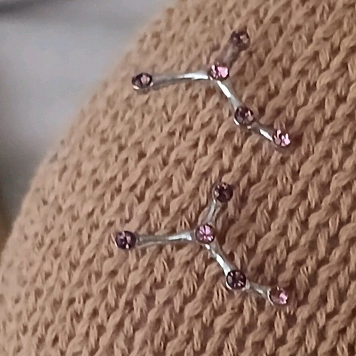 Earrings constellation design with pink and purple rhinestones like new