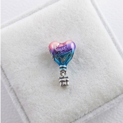 Charm Hot Air Balloon Happy Birthday Silver S925
