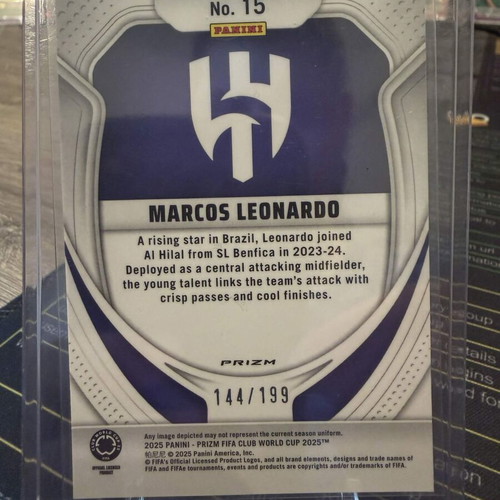 2025 Panini Prizm FIFA Club World Cup Soccer Marcos Leonardo Red Prizm card