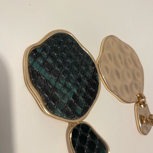 Earrings used green-gold made of steel