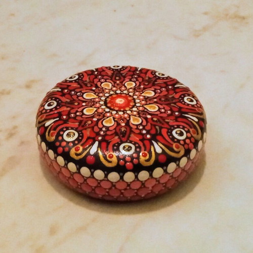 Handmade Mandala Stone new, plaster decorative with painted design