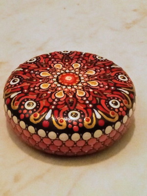 Handmade Mandala Stone new, plaster decorative with painted design