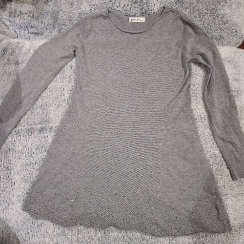 Grey blouse S/M like new with grey rhinestones