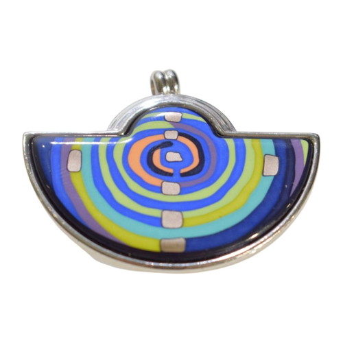 Frey Wille Half Moon Spiral Pendant, fire enamel, silver plated