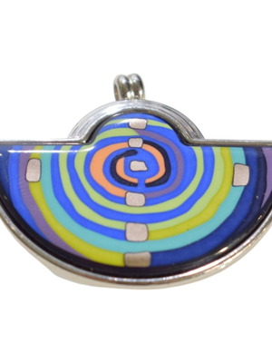 Frey Wille Half Moon Spiral Pendant, fire enamel, silver plated