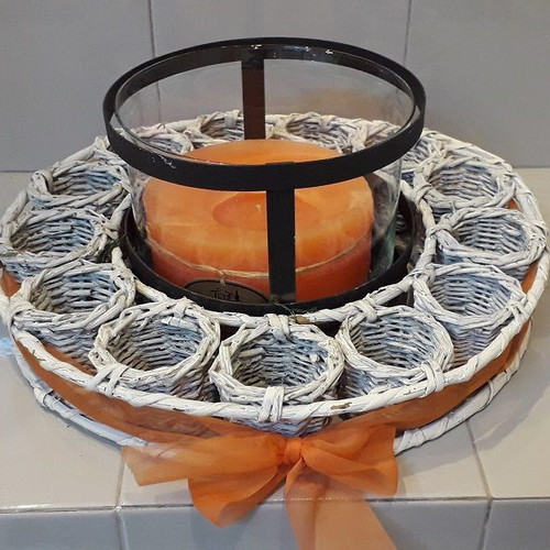 Decorative candle used, diameter 36 cm