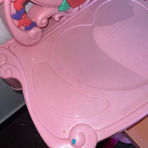 Vanity with Light and Sound Mirror and Used Supermarket Cart