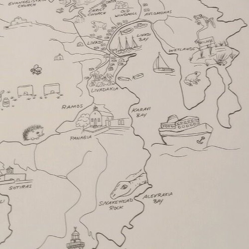 Original Serifos map new on watercolor paper