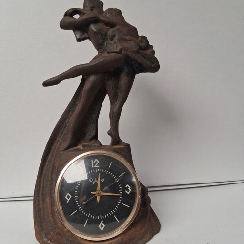 Ballet cast iron sculpture 1965,7 USSR used with working clock