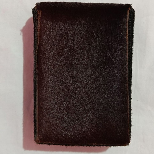 Vintage authentic leather cigarette case with fur, 1970s