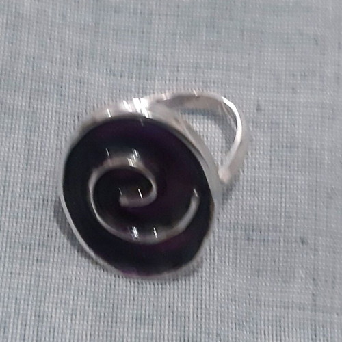 Anthousa Handmade Silver 925 Ring with Purple Enamel New