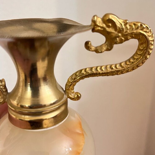 Vintage marble amphora like new with bronze dragon handles