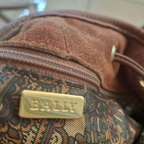 Bally shoulder bag 28x30 cm brown suede leather