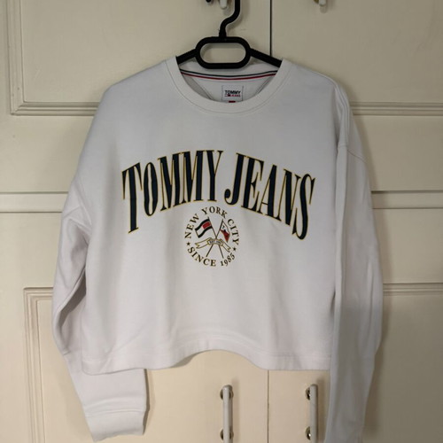 Tommy Jeans cropped sweatshirt, white multicolor