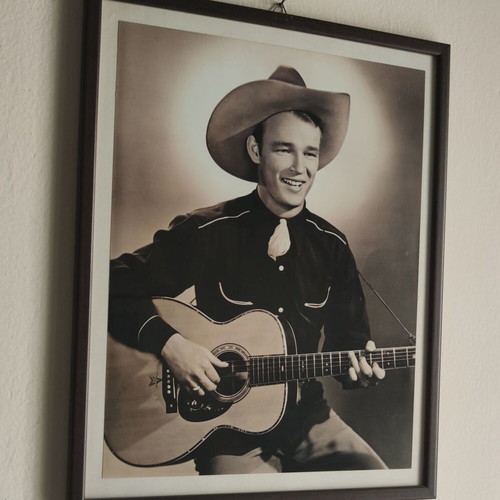 Vintage framed Roy Rogers print with Martin OM-45 Deluxe guitar