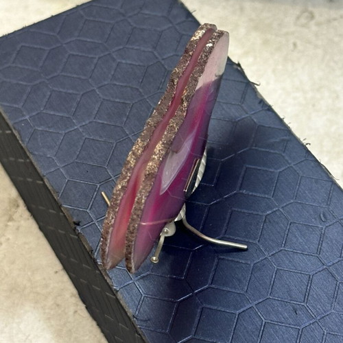 Vintage decorative butterfly with agate slices, 9.8 cm