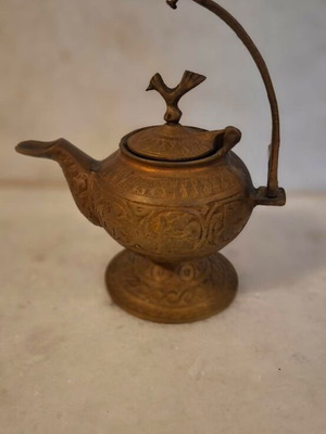 Brass Ottoman Oil Lamp Used with Embossed Patterns
