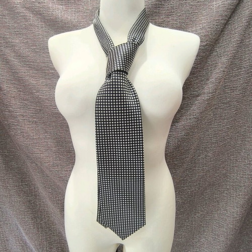 100% Silk Men's Tie Cerruti 1881 Like New Black White