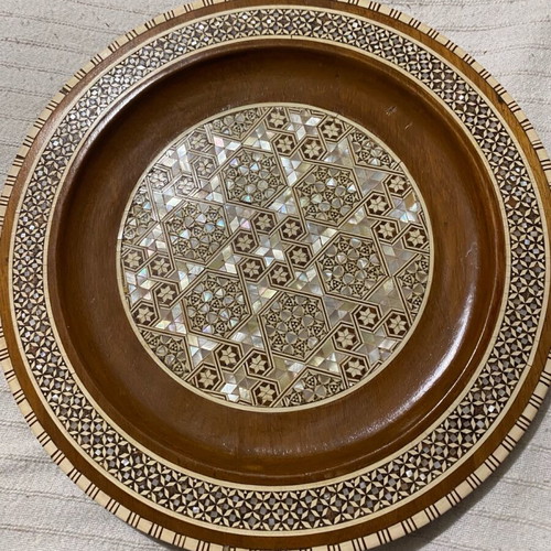 Handmade Syrian Marquetry Plate 25cm in mint condition