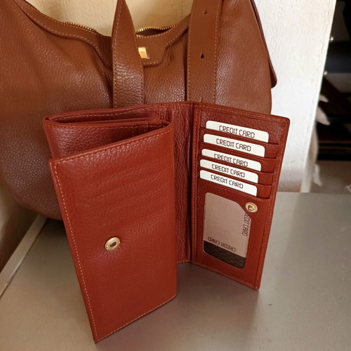 Versace leather bag and wallet set new, brown
