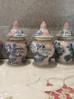 Vintage Chinese Porcelain Ginger Jars Set of 5, 11cm, like new