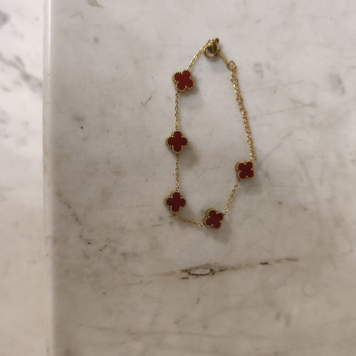 Bracelet stainless steel new, red and gold