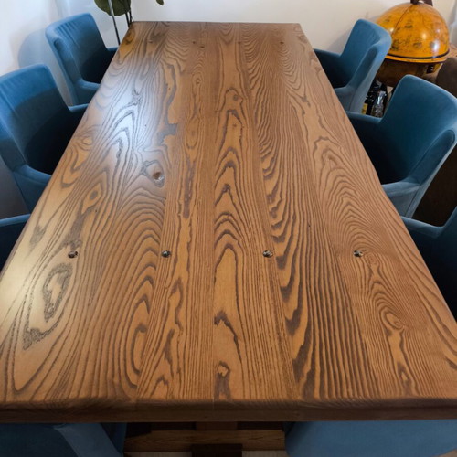 Historic monastery dining table with 8 chairs set