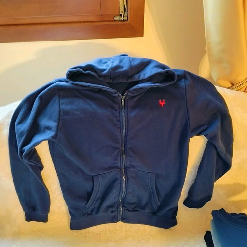 Jacket and two hooded zip-up sweatshirts pack for 12 years like new, black and blue