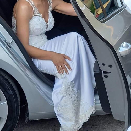 wedding dresses mermaid off the shoulder Wedtrend Women Ivory Wedding Dress Mermaid Off the Shoulder Satin Long  Wedding Party Dress with Slit – WEDTREND