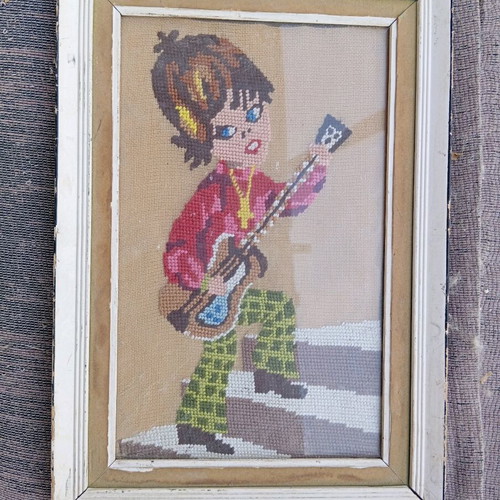 Handmade embroidered boy frame used 23x32