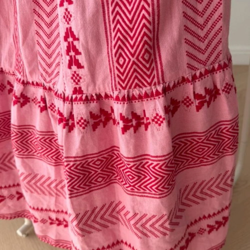 Zara boho chic embroidered long dress, pink red, size L