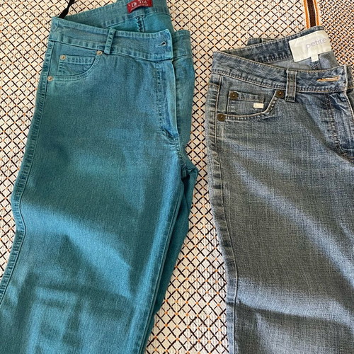 Set of elastic denim pants like new, sizes M and L