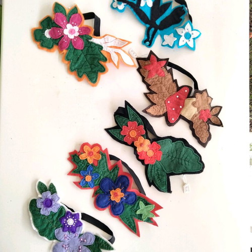 Handmade felt headbands with floral designs