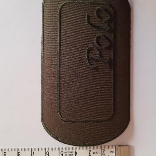 Large khaki iron-on patch motif new, 1 piece