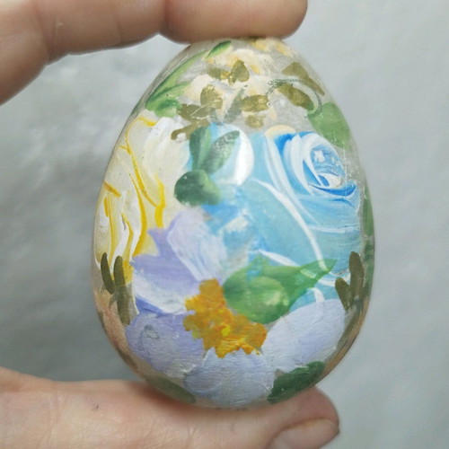 Easter marble egg with handmade painting 6 cm new