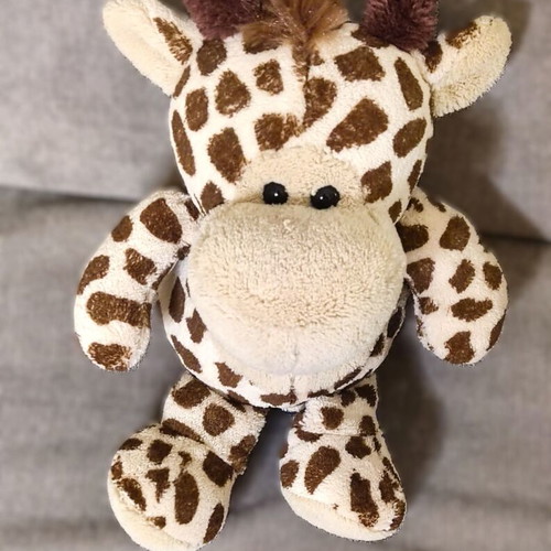 Set of 2 plush toys like new, giraffe 28cm and teddy bear 16cm