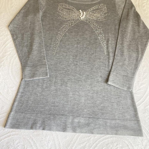Fullah Sugah long blouse new, grey with bow and strass pearls