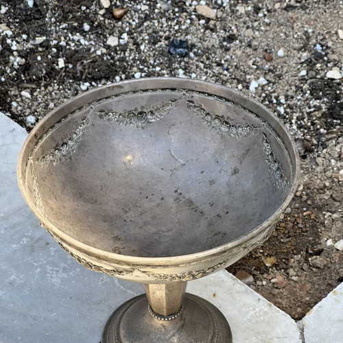 Vintage Silver-Plated Cup Fruit Bowl used with Embossed Floral Decoration
