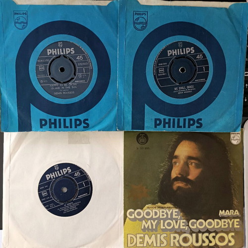 Demis Roussos singles used, pack of 4 rare 45 rpm records