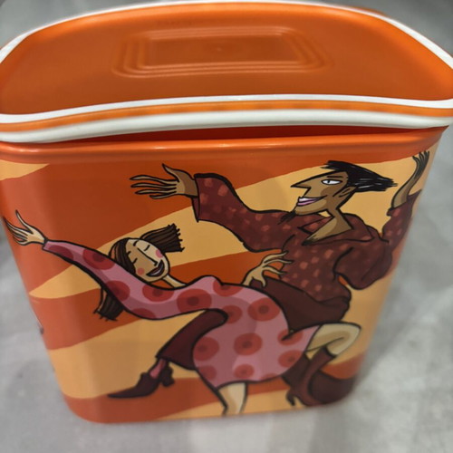 Tupperware canister with figures