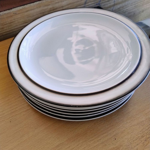 Thomas Germany set of six shallow porcelain dinner plates, vintage mid century