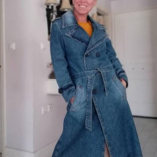 Vintage Mohrve Denim Gabardine Trench Coat size M like new, blue