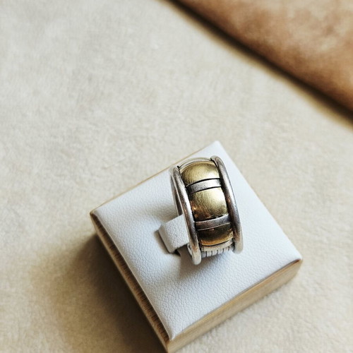 Vintage ring 750 gold and 925 silver