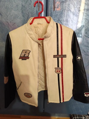 Lapin House F1 jacket used for boys 12 years, size 152 cm, beige and red